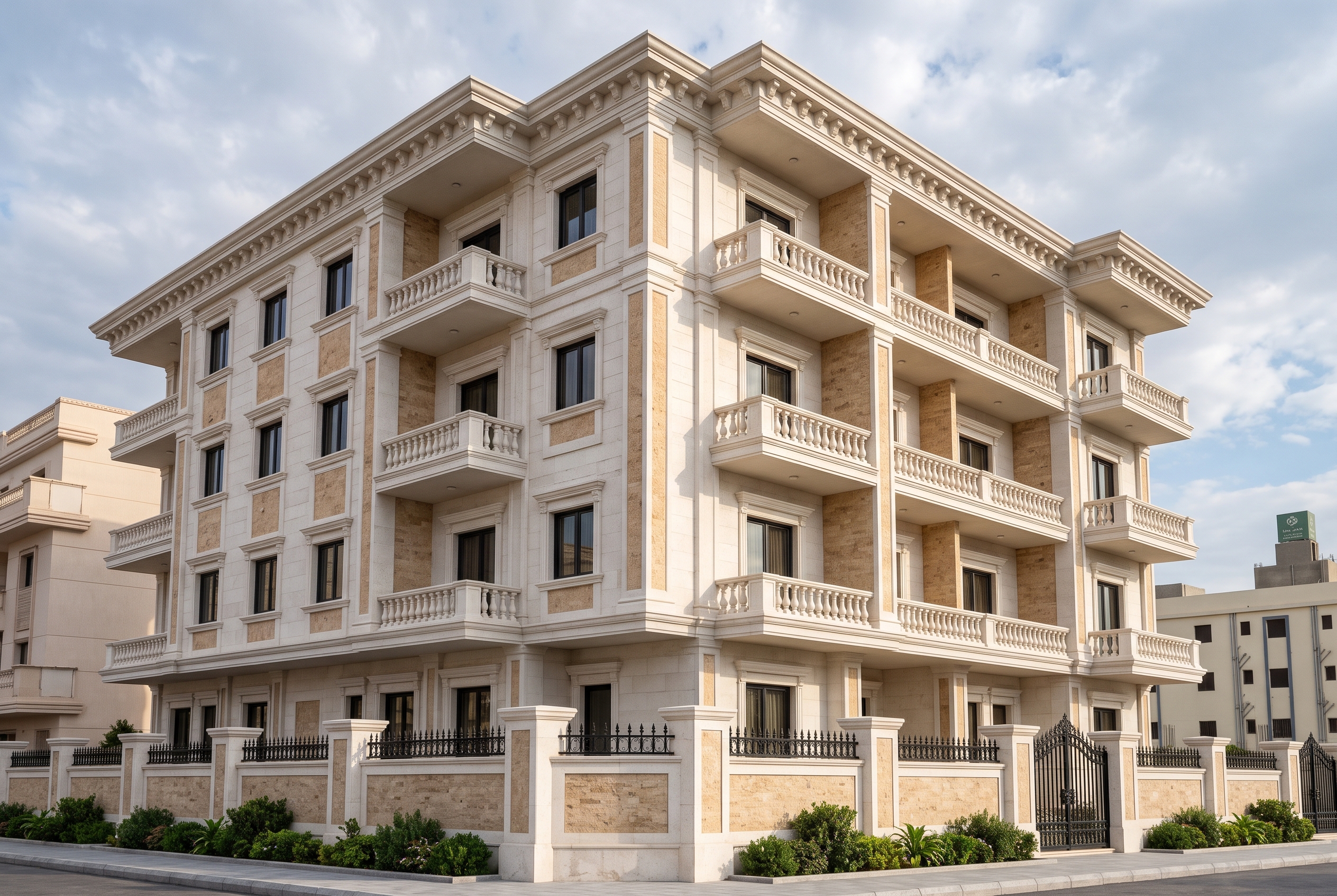 Building 1 — Neoclassical Limestone Residence (25.88m × 17.88m)