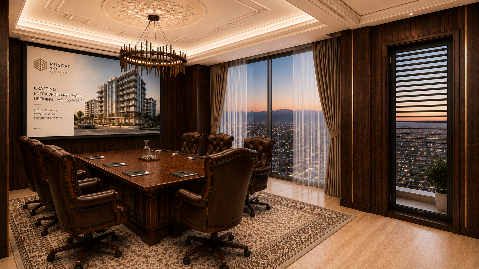 Skyline Executive Boardroom — Interior Visualization