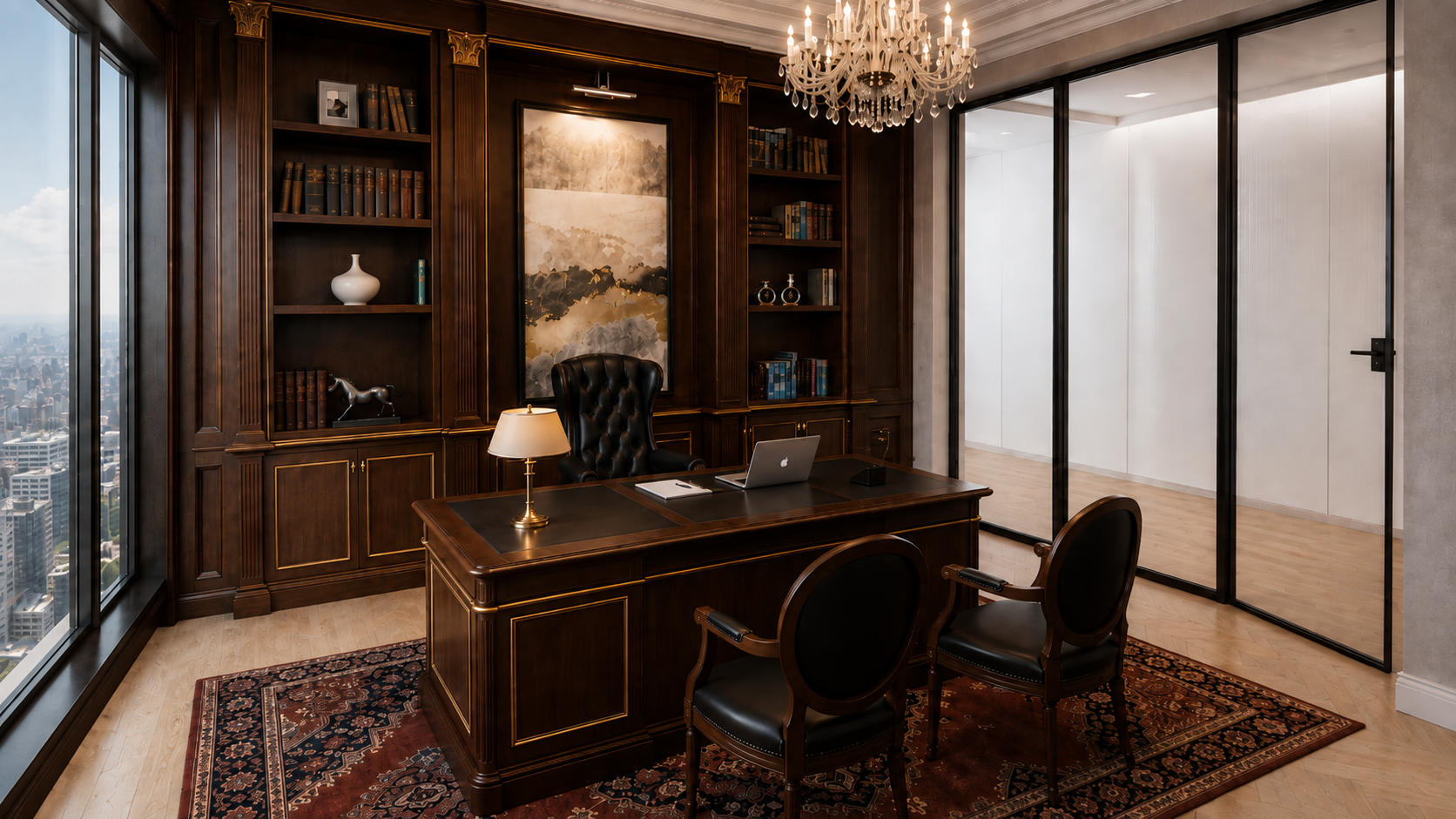 Executive Suite & Library — Interior Visualization
